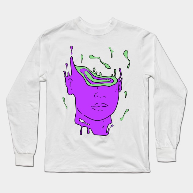 psychedelic abstract portrait (PURPLE) Long Sleeve T-Shirt by chortlzdesigns